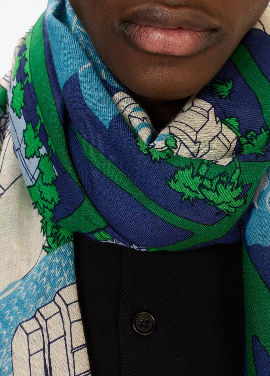 恐龍圍巾 藍綠色